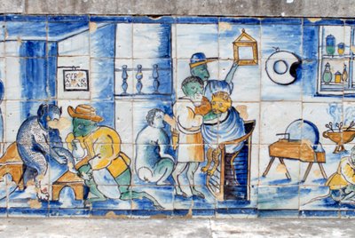 Mønstret flisebelægning (keramiske fliser) af Portuguese School