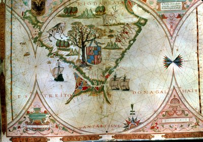 Magellanstrædet (vellum) af Portuguese School