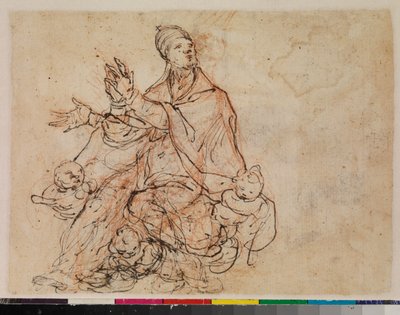 Study for the apotheosis of a bishop saint, verso, 1675-99dani af Portuguese School