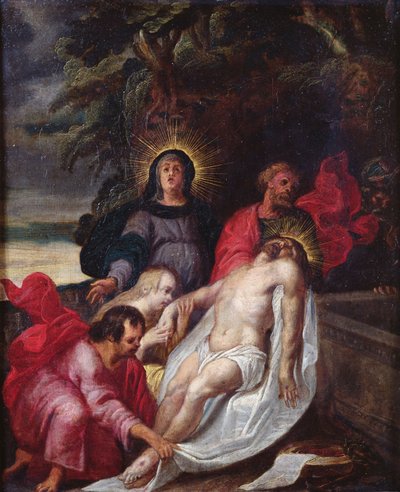 The Entombment of Christ, 1699 (olie på kobber) af Portuguese School