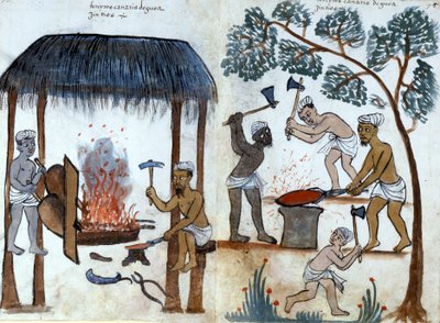 Den primitive indiske metallurgi. Portugisisk manuskript fra det 16. århundrede. Rom, Bibl. Casanatense. af Portuguese School