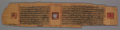Blad fra et Jain Manuscript: Shalibhadra: Jain Monk Teaching with a Manuscript Page..., 1279. af Pradyumnasuri
