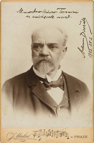 Portræt af komponisten Antonin Dvorak 1841-1904, ca. 1900. af Prague . Photo studio J. Mulac