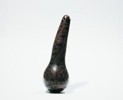 Kokabeholder med brændt dekoration, Chancay (græskar) (se også 176081) af Pre Columbian Pre Columbian