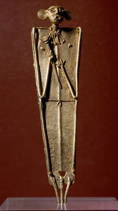 Før colombiansk kunst, Muisca civilisation: statuette af kvinde (Tango) i guld. 15.-17. århundrede. Bogota, Museo de Oro, Colombia af Pre Columbian