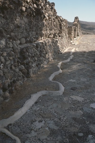 Rester af bymuren, sen post-klassisk periode af Pre Columbian