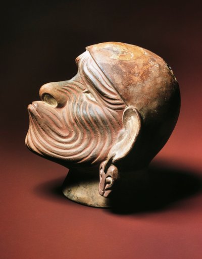 Maskulint hoved fra Trujillo, Moche-kultur, præcolumbiansk civilisation, 4-9. århundrede (foto) af Pre Columbian Pre Columbian