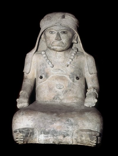 Før colombiansk kunst: gammel kvinde med hoveddæksel. Skulptur fra Veracruz (Mexico) af Pre Columbian Pre Columbian
