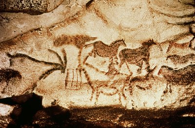 Heste og hjorte fra hulerne ved Altamira, ca. 15000 f.Kr. (hulemaleri) af Prehistoric