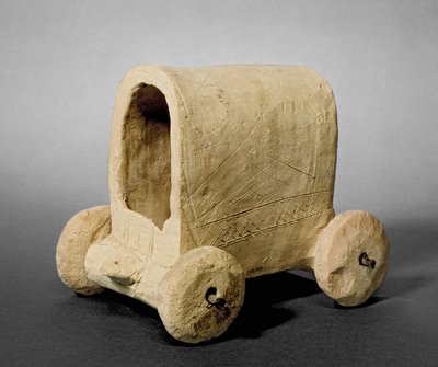 Model af en overdækket vogn, der siges at være fra Hammam nær Carchemish (Jerablus) i Syrien, ca. 2400-2300 f.Kr. (terracotta) af Prehistoric