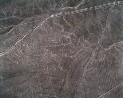 Luftfoto af en abefigur, Nazca Lines (fotografi af Prehistoric Prehistoric