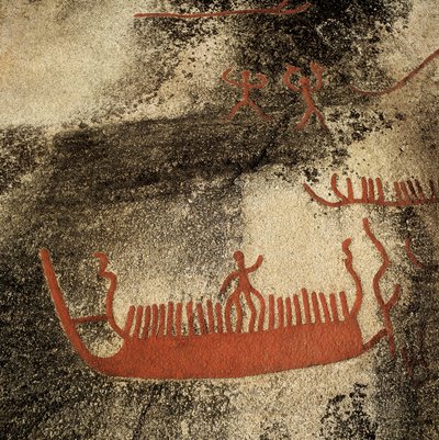 Figurer på en båd, ca. 1000 f.Kr. (klippemaleri) af Prehistoric Prehistoric