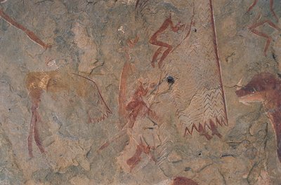 Menneske- og dyrefigurer (hulemaleri) af Prehistoric Prehistoric