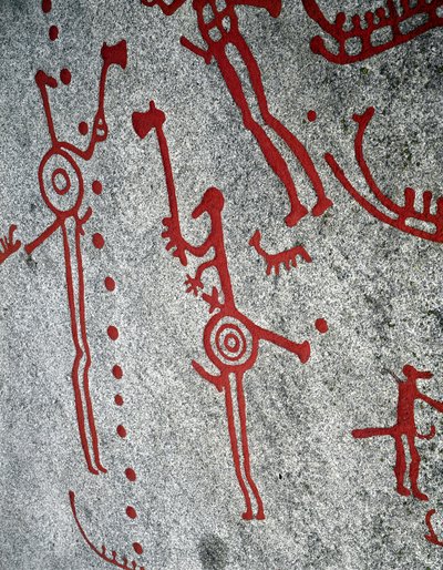 Nordisk bronzealder: jægere, helleristninger i Tanum, Sverige af Prehistoric Prehistoric
