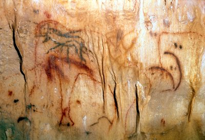 Forhistorie: en såret mand (klippemaleri) af Prehistoric Prehistoric