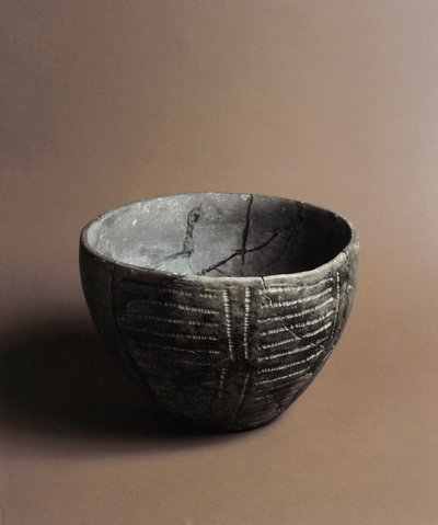 Forhistorie: keramikvase indgraveret med neolitiske dekorationer fra Caverna Delle Arene i Candide (Ligurien). Pegli, Villa Pallavicini-museet af Prehistoric Prehistoric