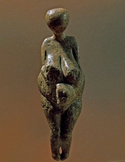 Forhistorie: statue af Gravettian kvinde fra stedet for Kostenki (Voronezh Oblast). 30000-25000 f.Kr. Øvre palæolitikum, stenalder. Sankt Petersborg, Peter den Store Museum for Antropologi og Etnografi, Rusland af Prehistoric Prehistoric