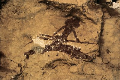 Rock Art: kvindejæger. Forhistorie, Øvre Palæolitikum. Tio Garroso-hulen, Spanien. af Prehistoric Prehistoric