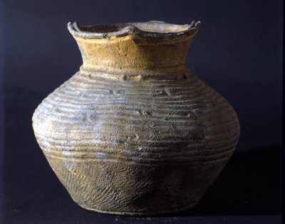 Terracotta krukke fra Jomon perioden (forhistorie i Japan). Rom, Nationalmuseet for Orientalsk Kunst. af Prehistoric Prehistoric