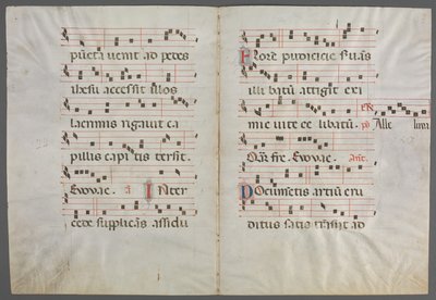 Bifolium fra et antifonarium: Musik af Primo Miniatore di San Domenico