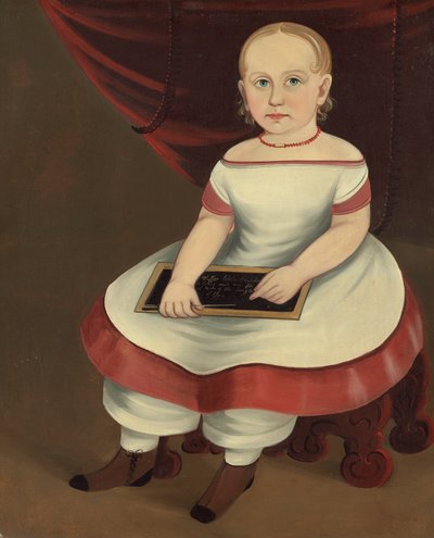 Lille pige med skifer, ca. 1845. af Prior Hamblin School