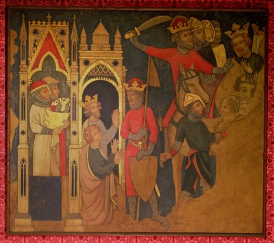 Fangenskab af kong Jojakin af Israel, rekonstruktion af et vægmaleri oprindeligt i Painted Chamber of the Palace of Westminster af Professor Ernest Tristram