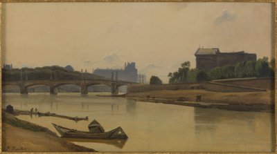 Le pont de la Concorde vu du quai de la Conférence, ca. 1830, ca. 1830 (olie på lærred) af Prosper Barbot