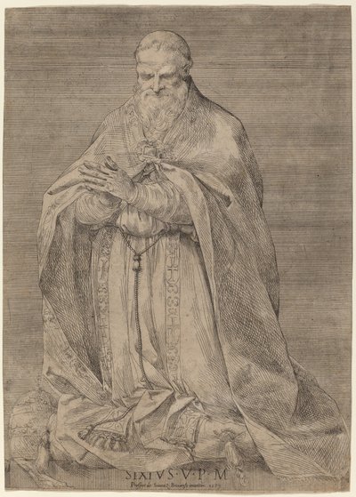 Pave Sixtus V af Prospero Bresciano, after Giuseppe Cesari