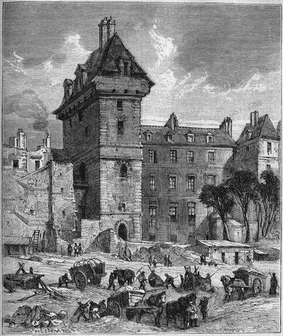 Udsigt over Jean-tårnet uden frygt (1400-tallet), sidste rest af Hotel de Burgundy. Paris af Provost Provost