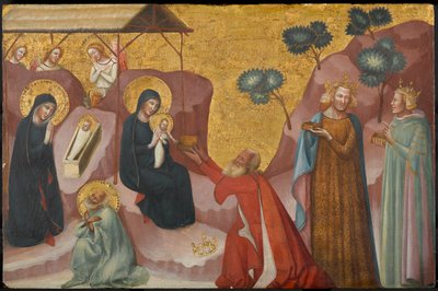 The Nativity and the Adoration of the Magi, ca. 1325-1330 (tempera og bladguld på panel) af Pseudo Jacopino di Francesco