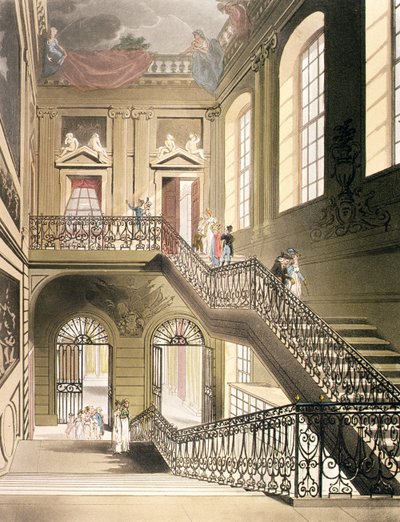 Hallen og trappen fra British Museum fra Ackermanns 