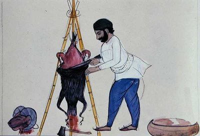 Slagter, ca. 1890 (akvarel på papir) af Punjabi School