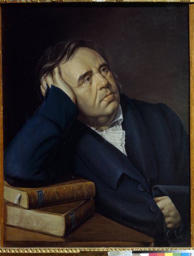 Portræt af fabulisten Ivan A. Krylov (1769-1844) (portræt af fabulisten I.A. Krylov). Værk af Pyotr Alexeevich Olenin (1828-1855), pastel på papir af Pyotr Alexeevich Olenin
