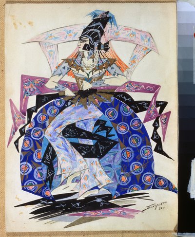Kostumedesign til balletten "Petrushka" af Igor Stravinsky (1882-1971) (Kostumedesign til balletten Petrushka af I.Stravinsky). Tegning af Pyotr Boborykin (Pyotr Boborykin) (1836-1921). Akvarel og blyant på papir, 35,6 x 26,5 cm af Pyotr Boborykin