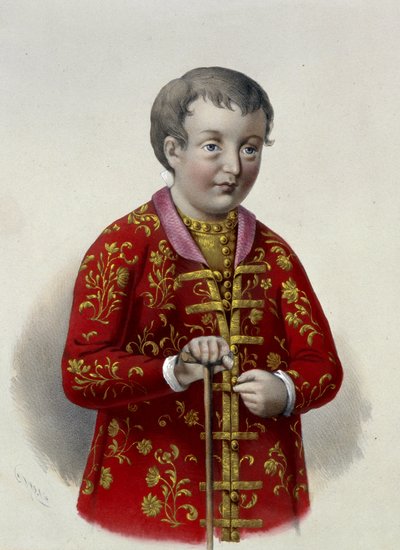 Storhertug Simeon Alexeievitch (1665-1669) af Rusland (Tsarevich Simeon Alexeevich af Rusland). Værk af Pyotr Fyodorovich Borel (1829-1898), litografi omkring 1860. Russisk kunst fra det 19. århundrede, neoklassicisme. Det russiske statsbibliotek, Moskva. af Pyotr Fyodorovich Borel