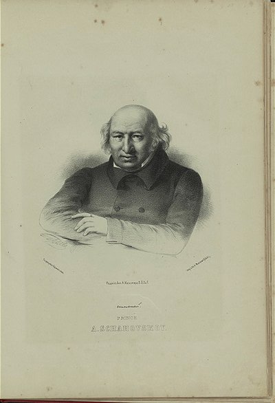 Portræt af forfatteren Prins Alexander Shakhovskoi 1777-1846, 1860
