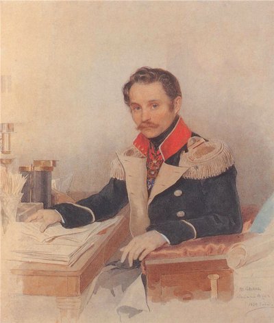Portræt af Leonty Vasilievich Dubelt 1792-1862, stabschef for Gendarmes Corps, 1834 af Pyotr Fyodorovich Sokolov