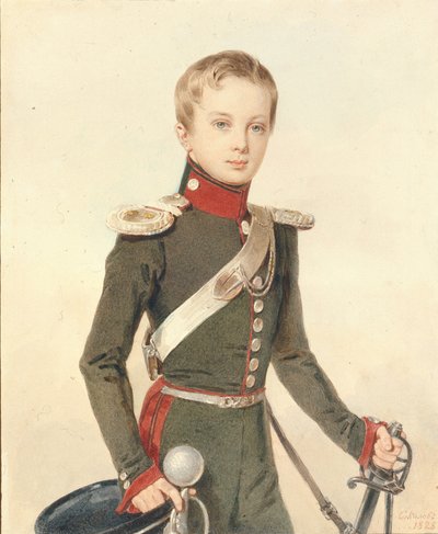 Portræt af kronprinsen Alexander Nikolayevich 1818-1881, 1828 af Pyotr Fyodorovich Sokolov