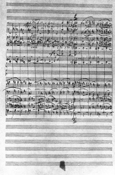 Manuskript af partituret til balletten Nøddeknækkeren af Piotr eller Pyotr Iljitsj Tjajkovskij (eller Tjajkovskij eller Cajkovskij eller Tjajkovskij af Pyotr Ilyich Tchaikovsky