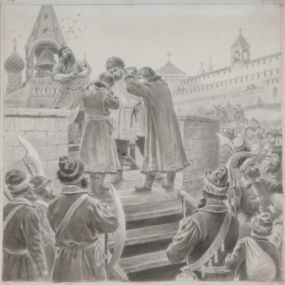 Illustration til digtet The Song of the Merchant Kalashnikov af M. Lermontov af Pyotr Ivanovich Korovin