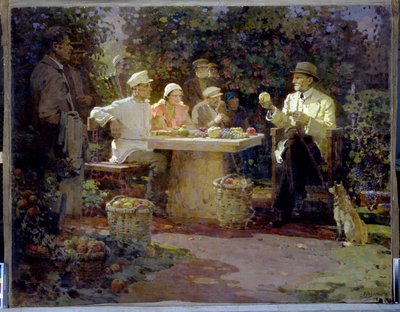Besøgende til Ivan Vladimirovitch Mitchourine (1855-1935) af Pyotr Ivanovich Kotov