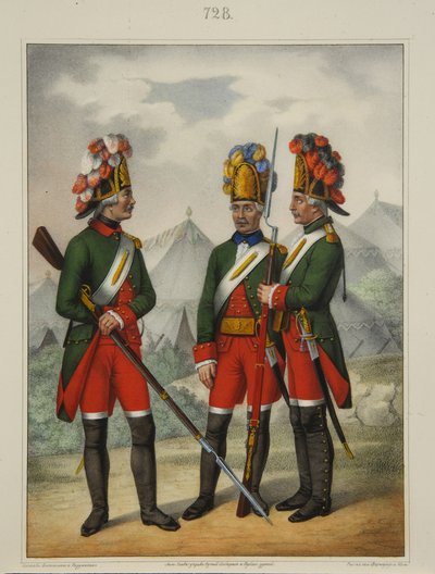 Grenadierer fra Preobrazhensky, Semenovsky og Izmailovsky Regiment i 1763-1775, begyndelsen af 1840