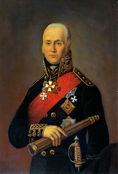 Portræt af admiral Fjodor Fjodorovich Ushakov 1745-1817, 1912. af Pyotr Nikolaevich Bazhanov