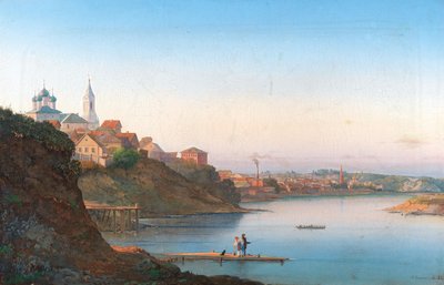 Dormition-kirken på Krutitsy i Moskva med Simonov-klosteret i baggrunden, 1858. af Pyotr Sergeevich Stepanov