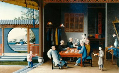 En spisescene, ca. 1800 (olie på lærred) af Qing Dynasty Chinese School
