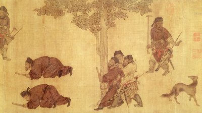 Jagtscene af Qing Dynasty Chinese School
