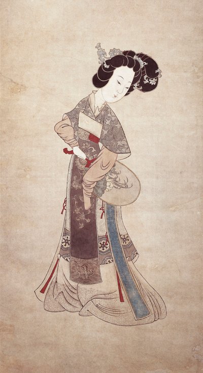 Lady of China, af Ren Shyong (maleri på silke) af Qing Dynasty Chinese School