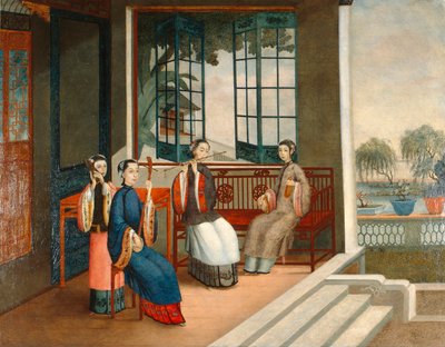 Musikere, ca. 1800 (olie på lærred) af Qing Dynasty Chinese School