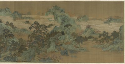 Flodlandskab i blåt og grønt, 1600-1700-tallet af Qing Dynasty Chinese School