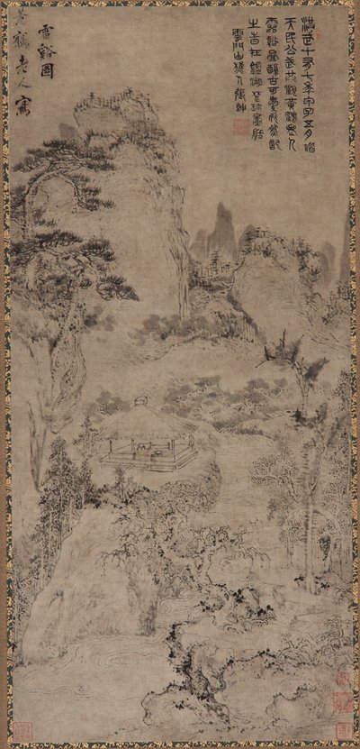 Thunder Creek (blæk på gråt papir) af Qing Dynasty Chinese School